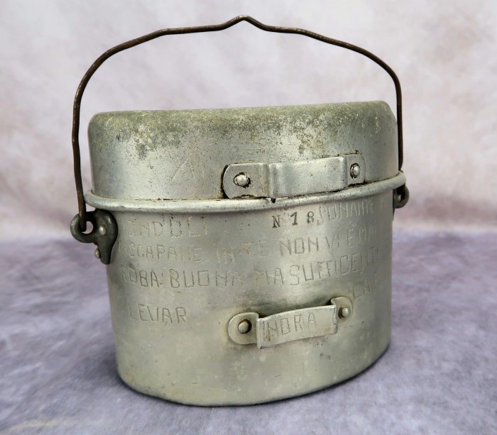 SOLD - WW2 Italian Mess Kit with Trench Art