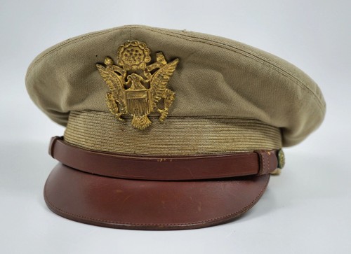 SOLD - WW2 era US Army officer's tan summer visor cap