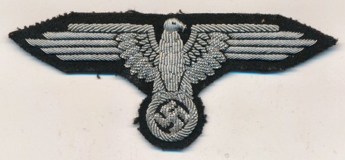 SOLD - Waffen SS Officer Sleeve Eagle in Bullion