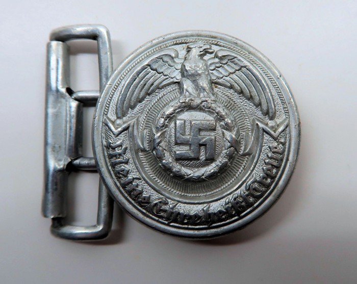 SOLD - aluminum 36/39 marked SS officer buckle by Overhoff