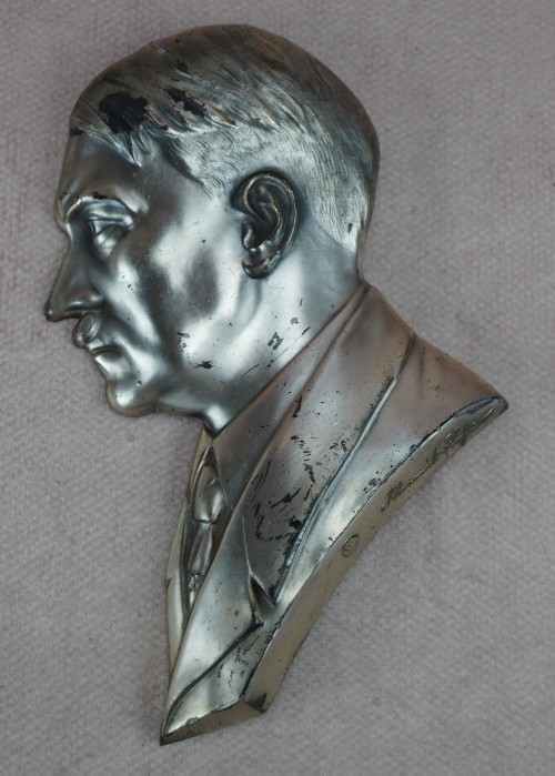 SOLD - artist signed Adolf Hitler wall plaque