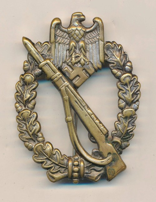 SOLD - early buntmetal Infantry Assault badge in silver