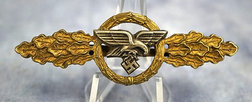 SOLD - early tombak Luftwaffe flight transport clasp in gold by Juncker