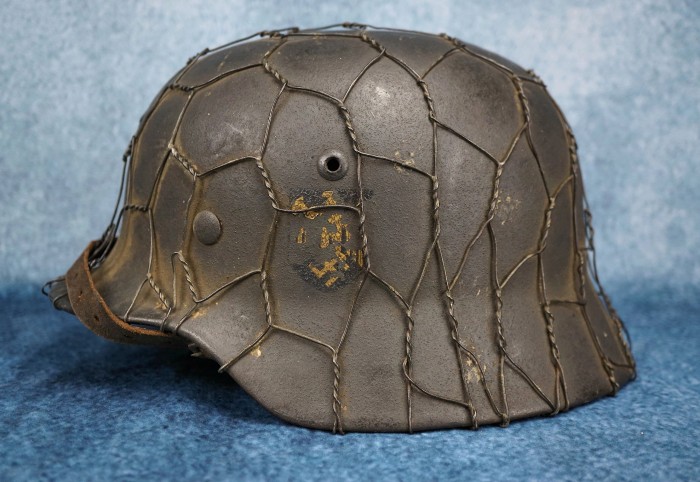 SOLD - full basket M35 chickenwire Navy Coastal Artillery helmet