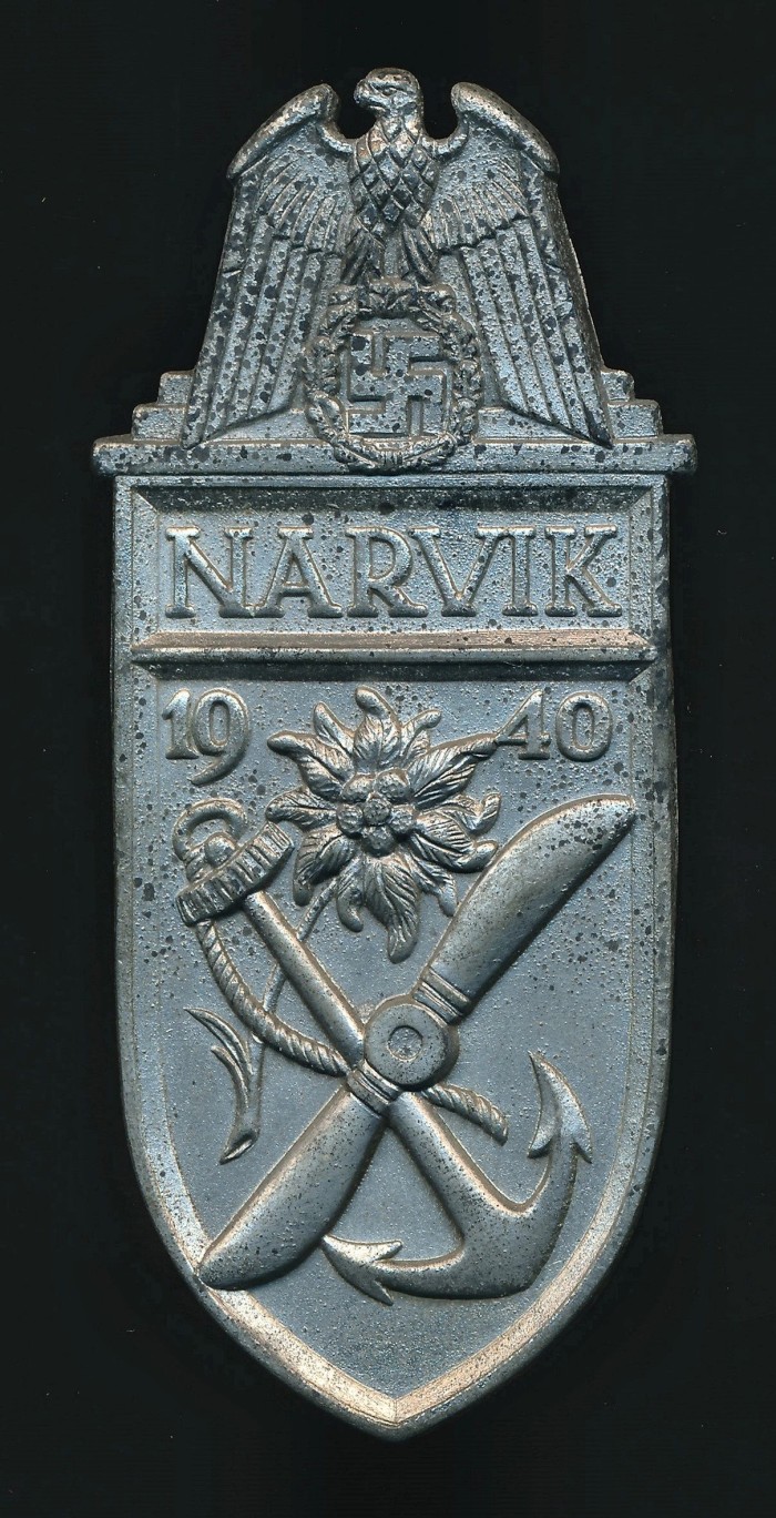 SOLD - silver Narvik campaign sleeve shield by Rettenmaier