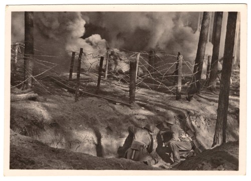 SS Pioneers Detonating Barbed Wire Postcard