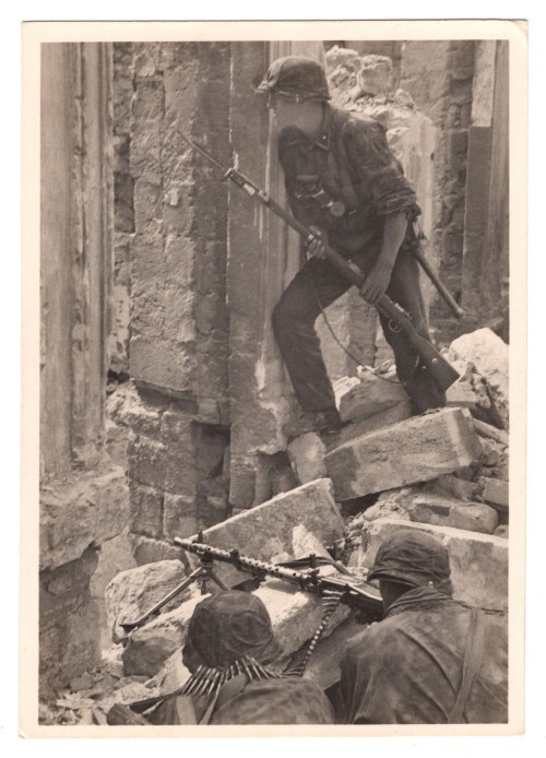 SS Troops Fighting for Street Postcard