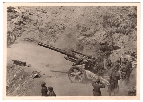 SS Troops Firing Artillery Postcard