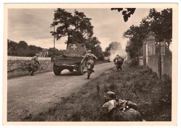 SS Troops Storming a Street Postcard