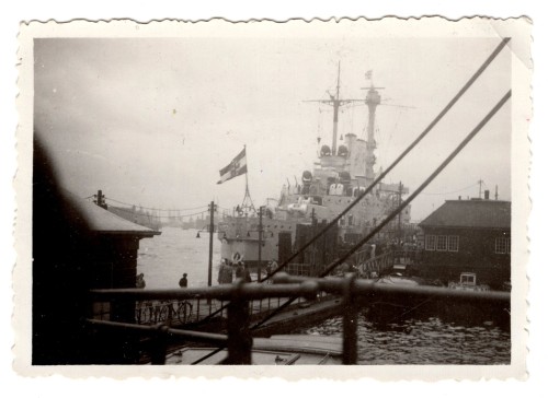 Third Reich era photo of the SMS Schlesien at Port