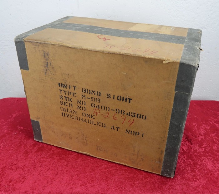 US Army Air Corps Norden Bombsight wood crate shipping box