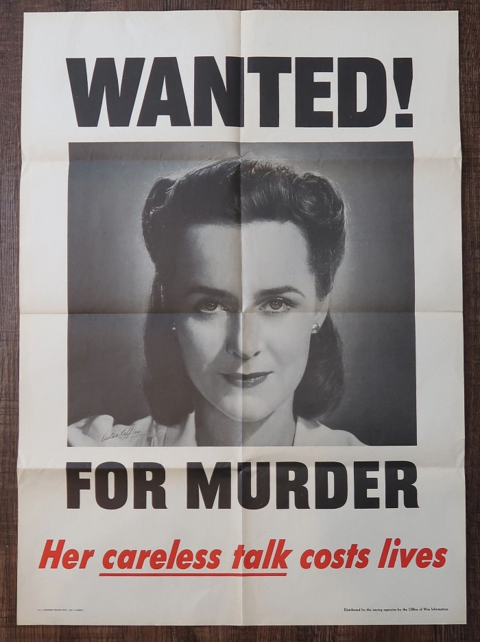 WANTED! For Murder Her Careless Talk Cost Lives Poster