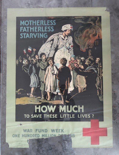 WW1 Motherless Fatherless Starving How Much to Save These Little Lives Poster