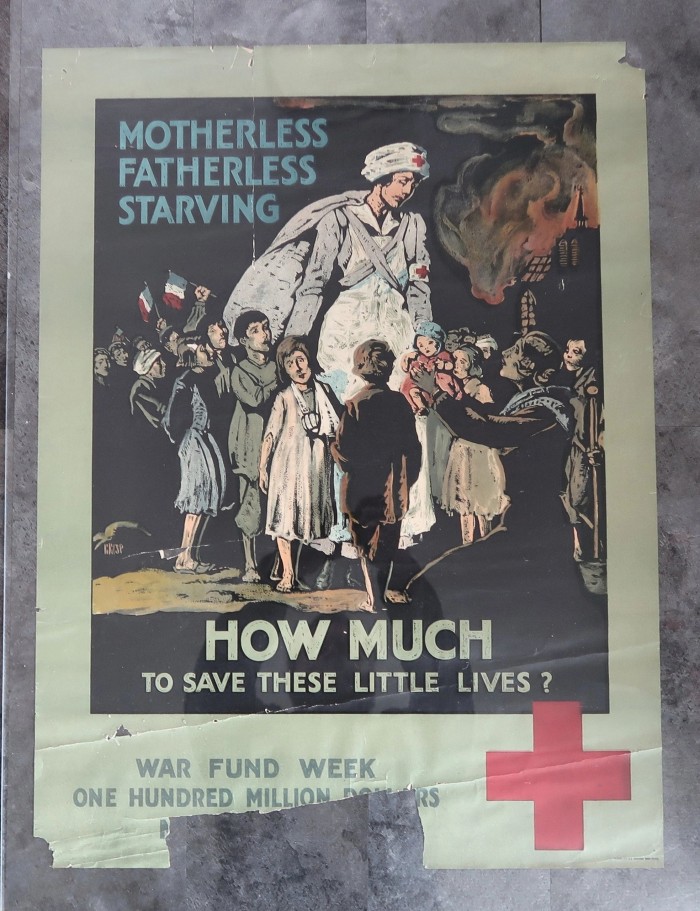 WW1 Motherless Fatherless Starving How Much to Save These Little Lives Poster