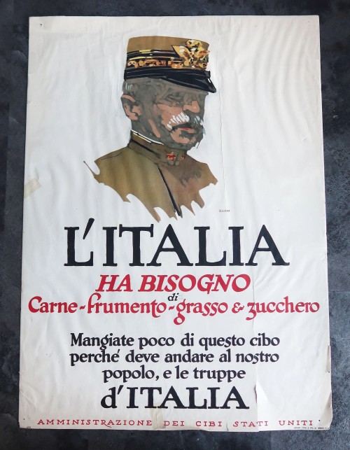 WW1 US L'Italia Ha Bisogno di Carne Frumento Grasso & Zucchero Poster