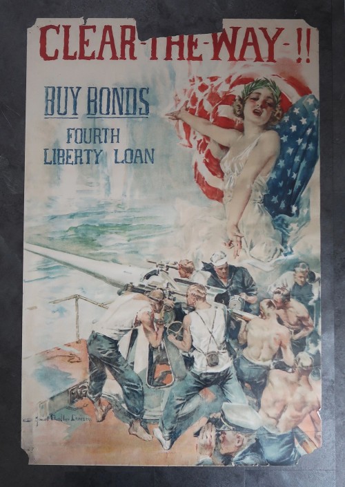 WW2 Clear the Way Buy Bonds 4th Liberty Loan Poster