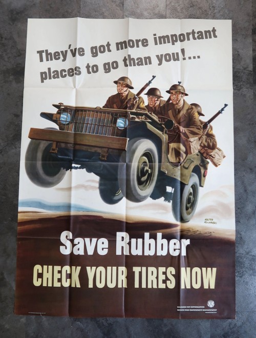 WW2 Save Rubber Check Your Tires Now Poster