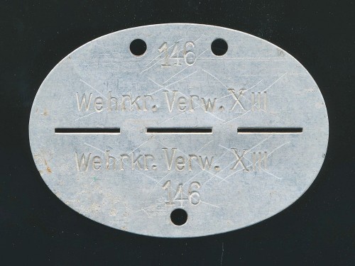 Wehrmacht Administration Wehrkreis XIII Erkennungsmarke Disc