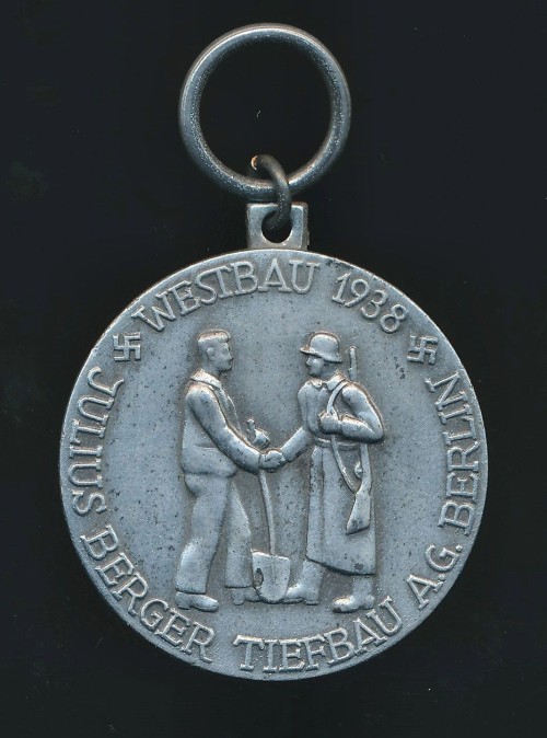 Westbau 1938 Julius Berger Tiefbau A.G. Berlin Medal