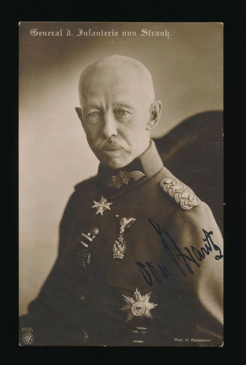 authentic signed postcard of WW1 era General Hermann von Strantz