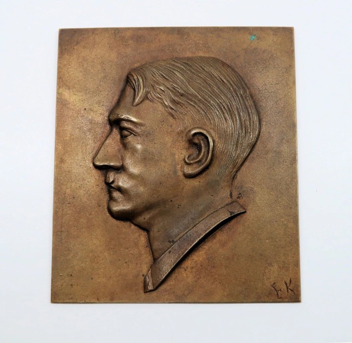 bronze Adolf Hitler wall plaque