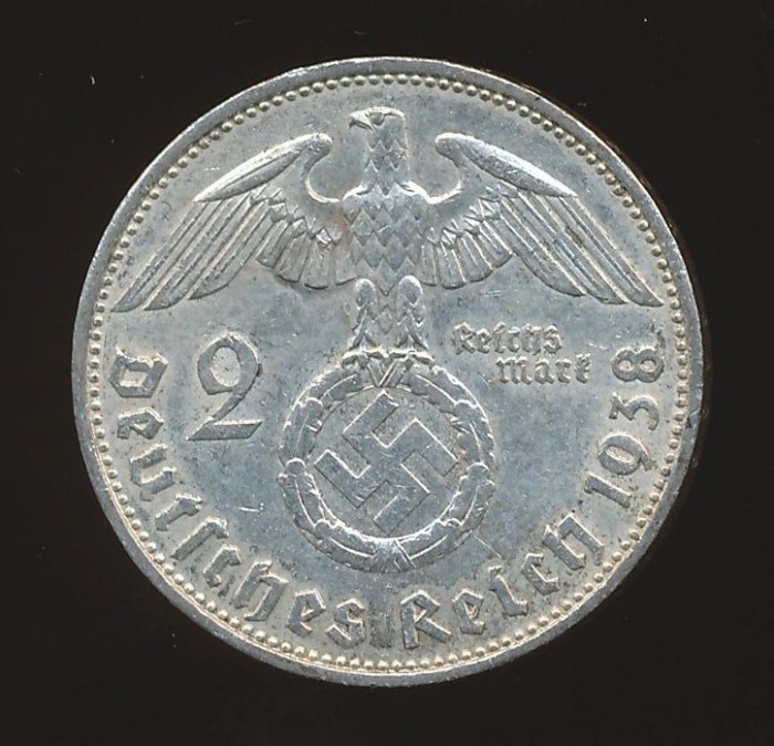 SOLD - 1938 Dated 2 Reichsmark Coin