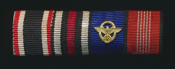 4 Place Polizei Ribbon Bar w/ Olympics Service Ribbon