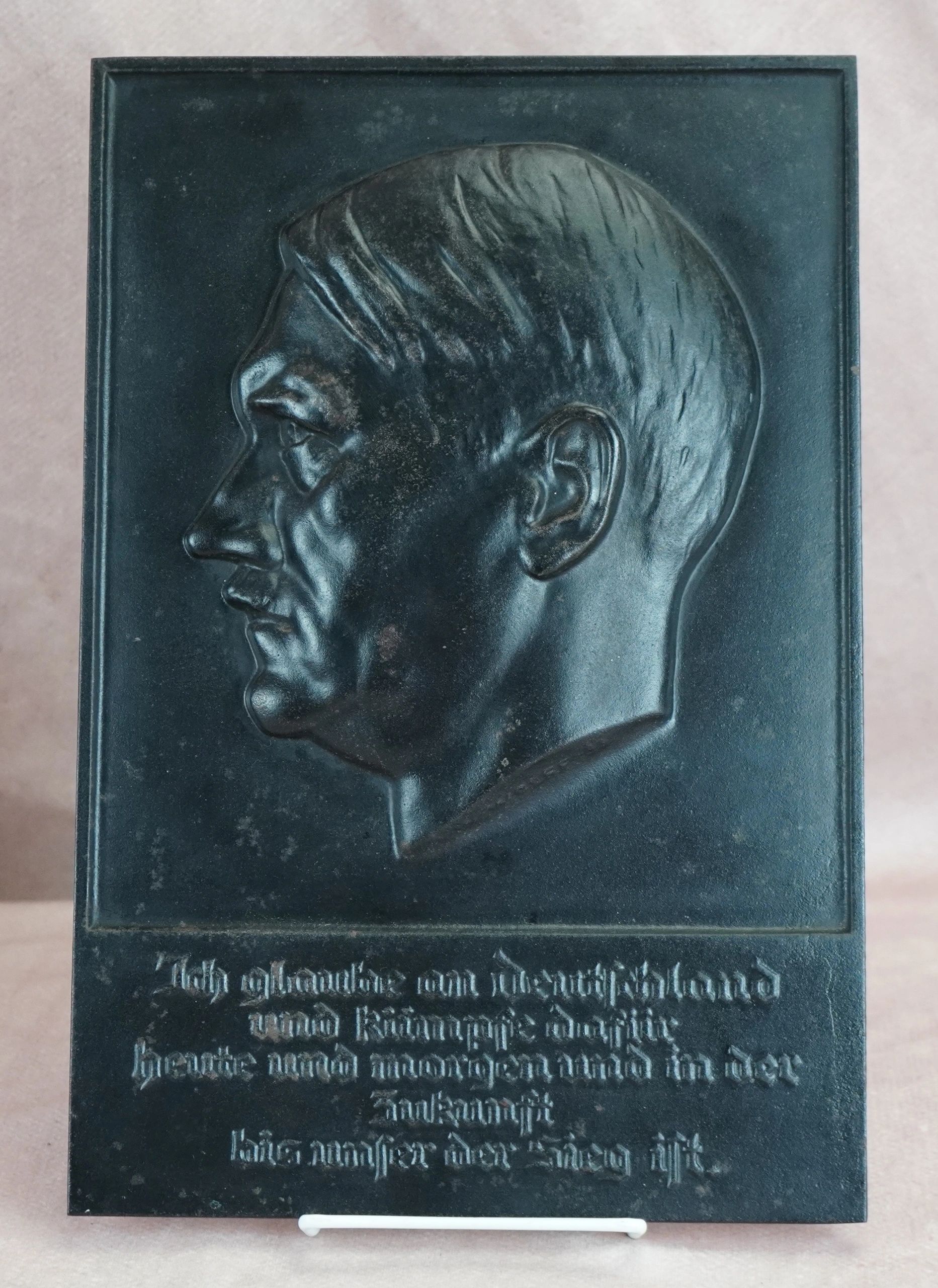 SOLD - Artist Signed Adolf Hitler Wall Plaque