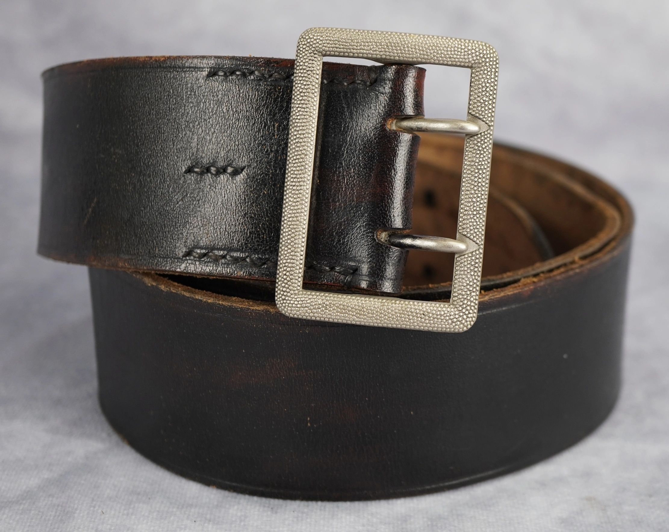 Black Leather Double Claw Belt & Buckle Set