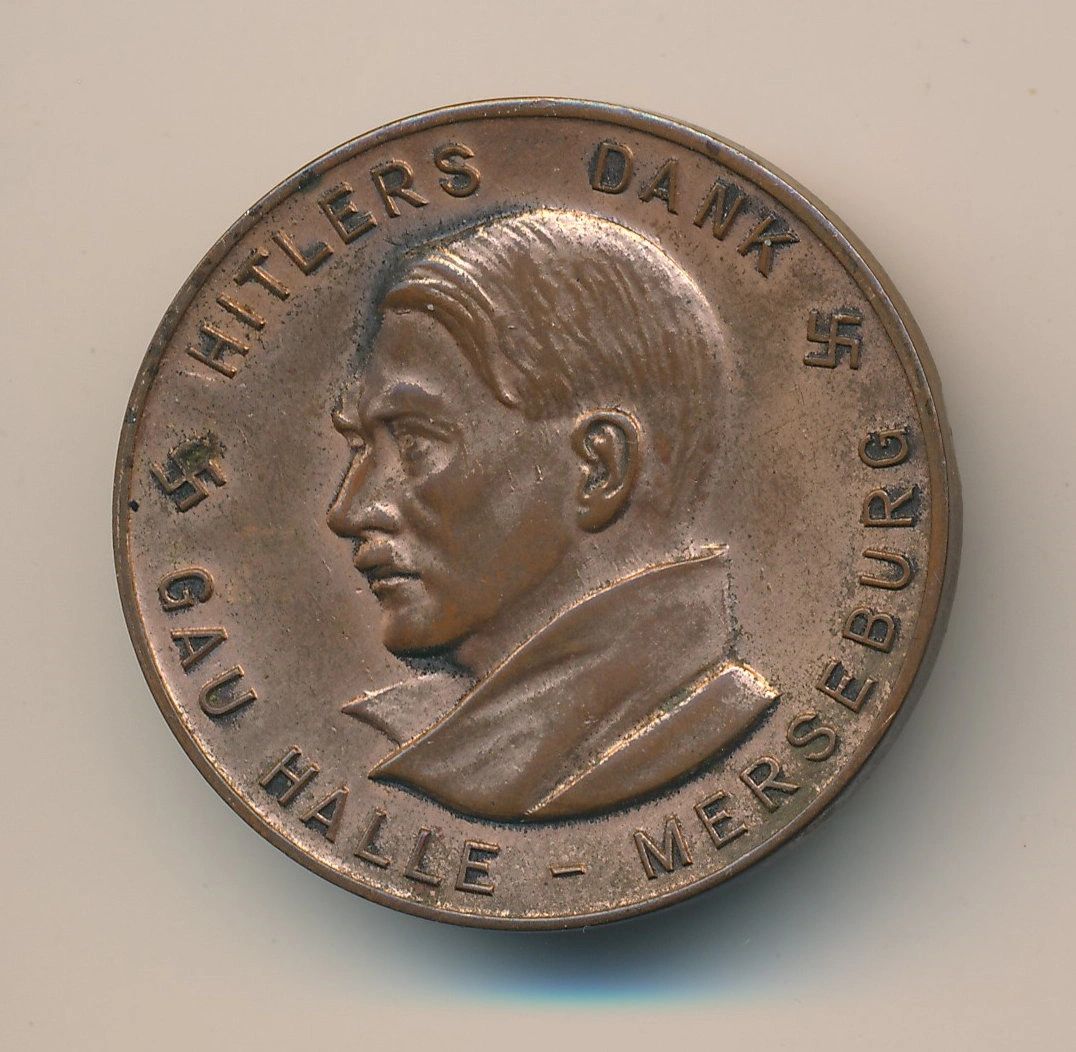 Hitler's Dank Winterhilfe 1933-1934 Gau Halle Merseberg Medallion