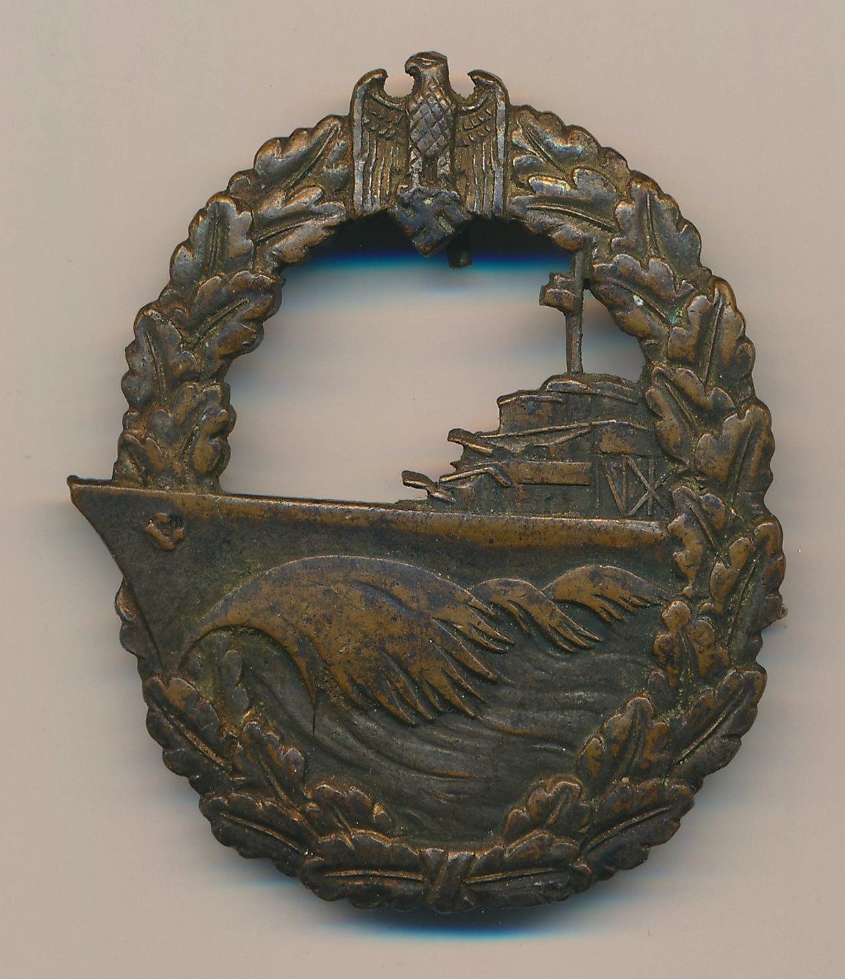 Kriegsmarine Destroyer Badge in Tombak