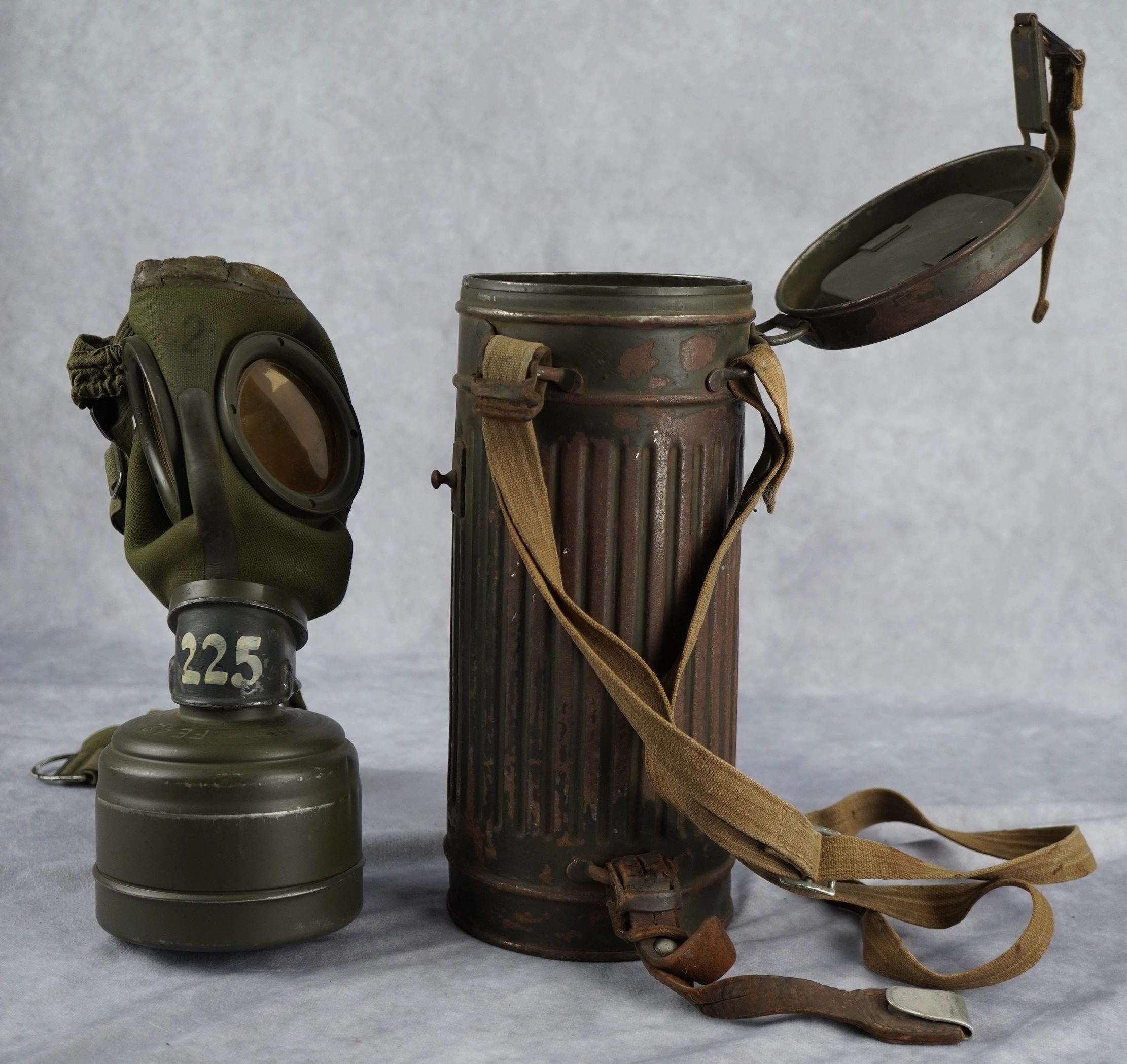 SOLD - Named Wehrmacht Gas Mask w/ Canister