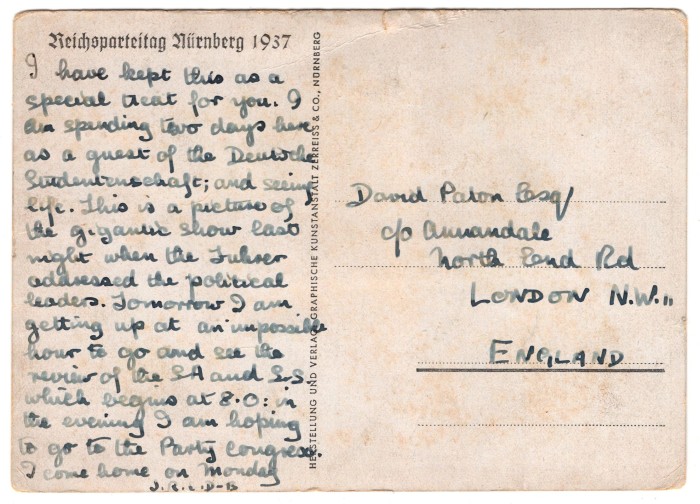 Pair of Reichsparteitag Postcards w/ Englishman's Account of Event - Image 4