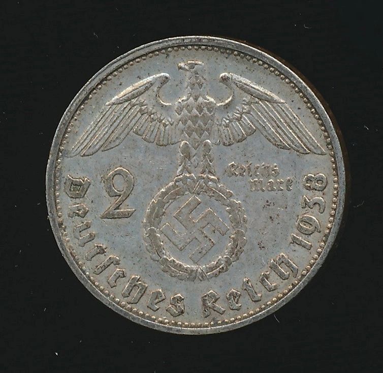 SOLD - 1938 Dated 2 Reichsmark Coin