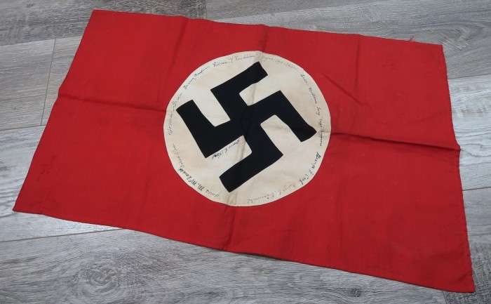 SOLD - Display Size Double Sided NSDAP Flag w/ Signed Veteran Names