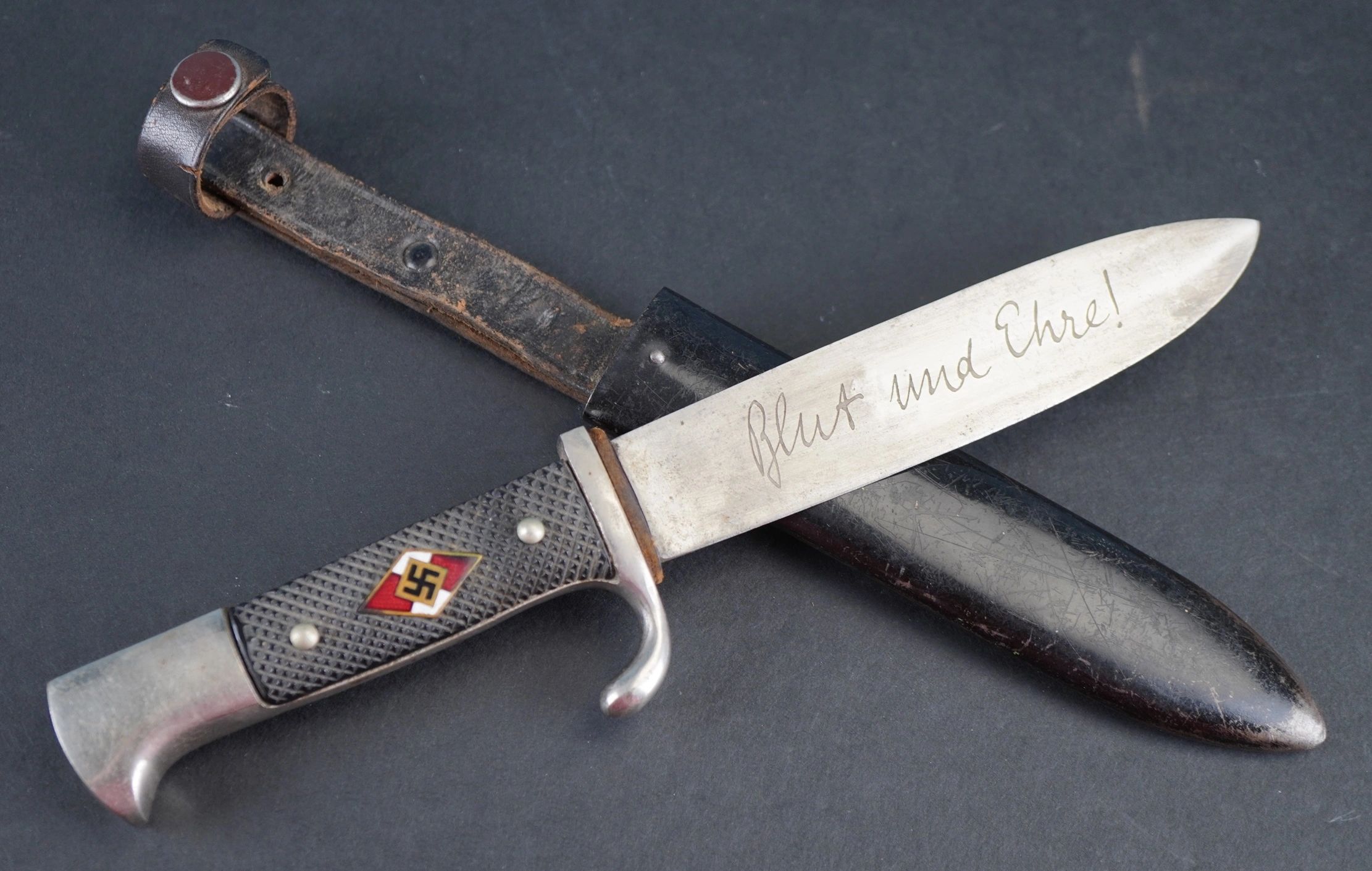 SOLD - Early Hitler Youth Knife by Anton Wingen Jr. w/ Motto