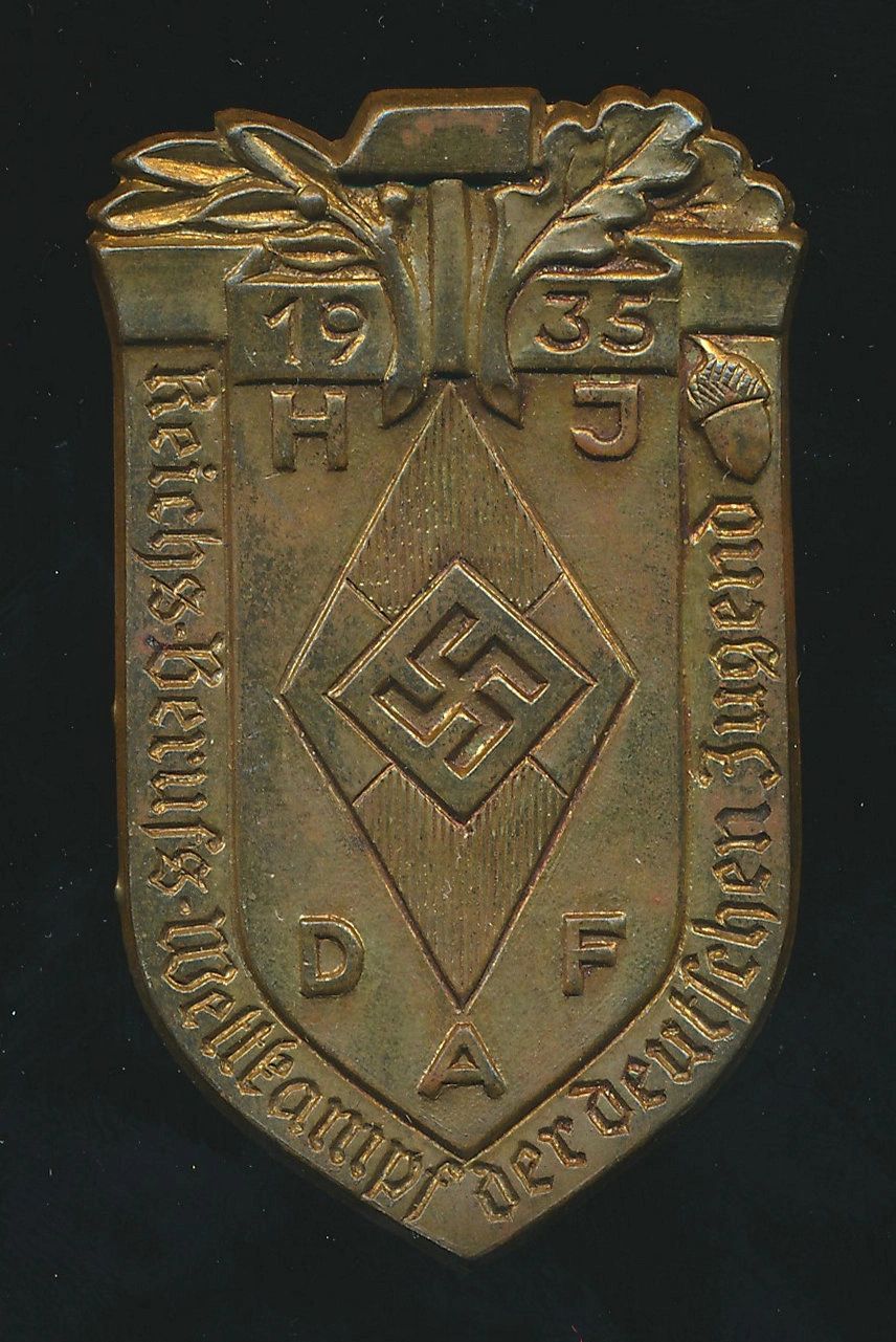 SOLD - HJ DAF Reichs Berufs Wettkampf der Deutschen Jugend 1935 Tinnie