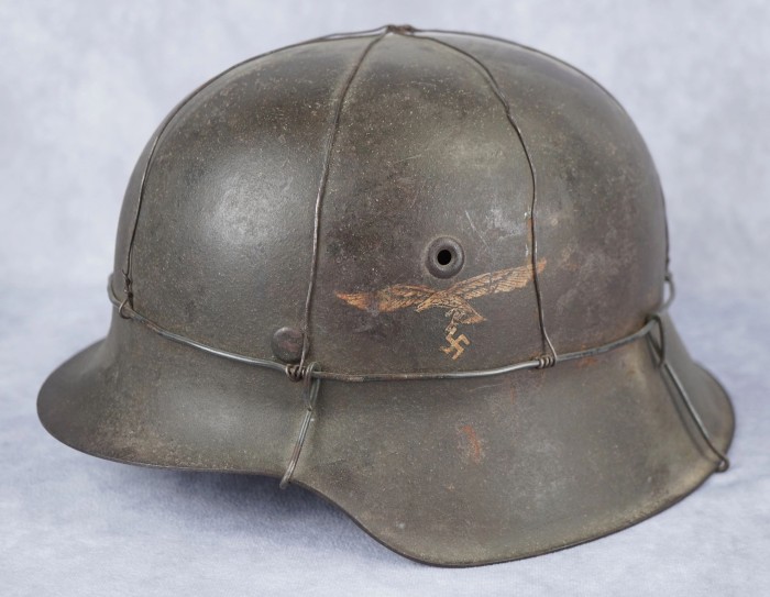 SOLD - IMPRESSIVE Luftwaffe M42 Helmet w/ Camo Wire