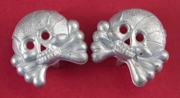 SOLD - Pair of Panzer Collar Tab Skulls