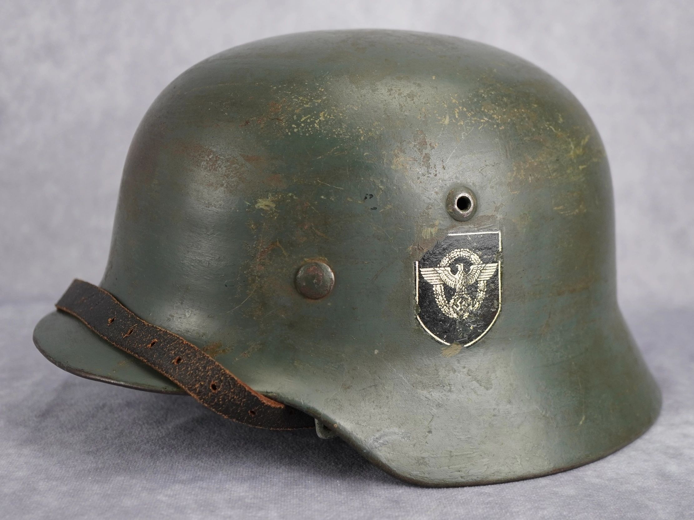 SOLD - RARE BLUE Polizei M35 Combat Helmet