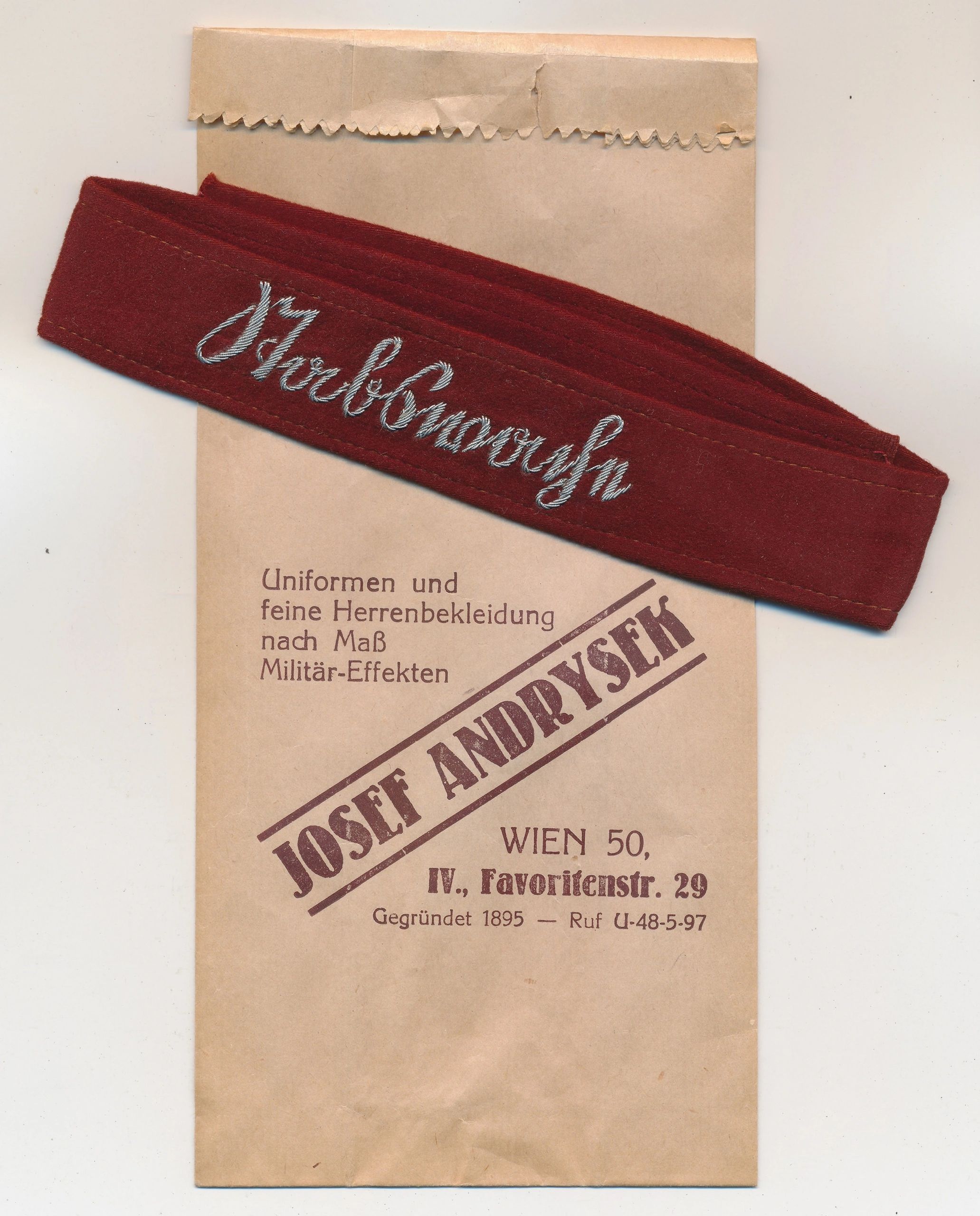 SOLD - RARE Stabswache Cuff Title in Bullion w/ Tailor Envelope