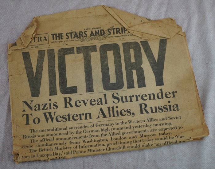 SOLD - VE Day Newspaper Issue of Stars & Stripes