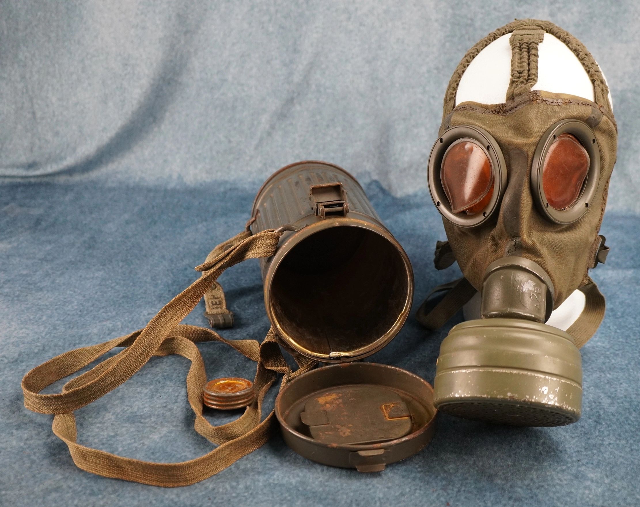 SOLD - Wehrmacht Gas Mask w/ Early Short Canister dated 1937