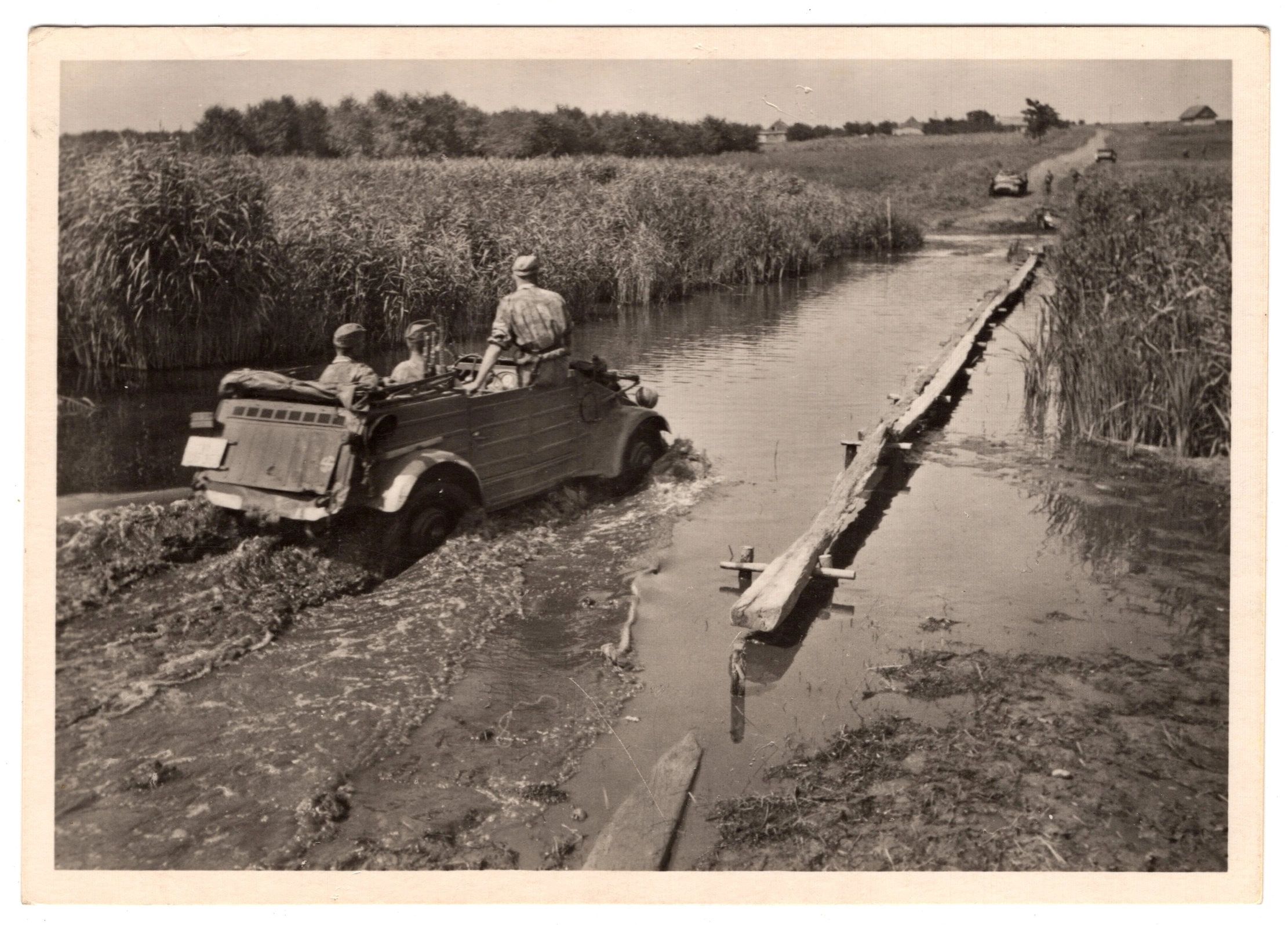 SS Men w/ Kübelwagen Postcard