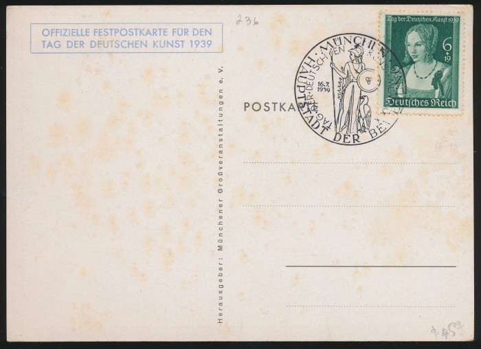 Tag der Deutschen Kust München 1939 Postcard - Image 2