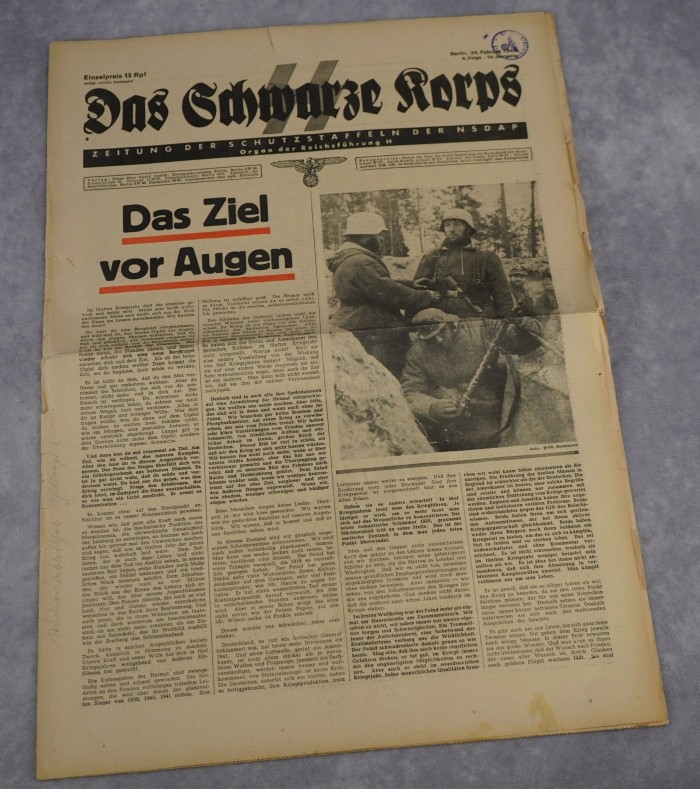 1944 Issue of SS Newspaper Das Schwarze Korps