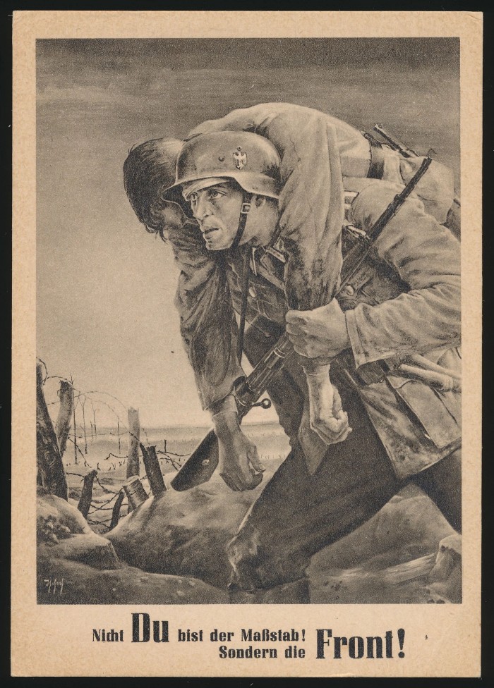 Heer Soldier Carrying Wounded Propaganda Postcard