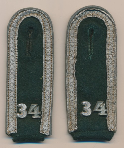 Heer Transport Regiment 34 Unteroffizier Shoulder Boards