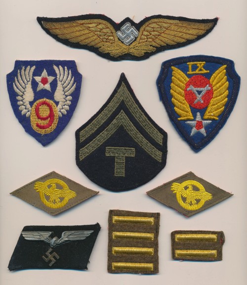 INCREDIBLE SCRAPBOOK BRING BACK GROUPING W/ RARE Third Reich era Civilian Pilot Visor Cap Insignia in Bullion & more