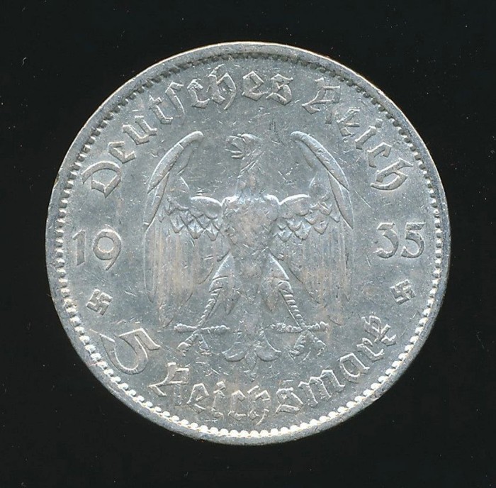 SOLD - 1935 Dated 5 Reichsmark Coin